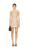 Line & Dot Sunset Tweed Mini Dress In Orange,pink