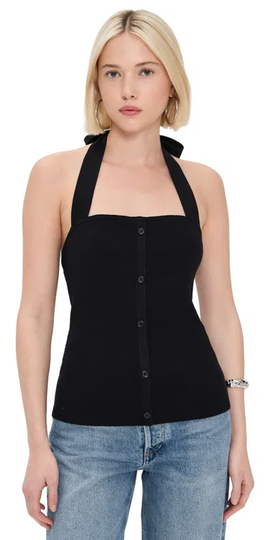Line & Dot Tanner Halter Sweater Top Black