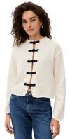 Line & Dot Tess Cardigan Cream/navy In Cream/navy