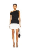 Line & Dot Wesley Mix Media Mini Dress In Black & Cream
