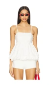 Line & Dot Wesley Mix Media Top In White
