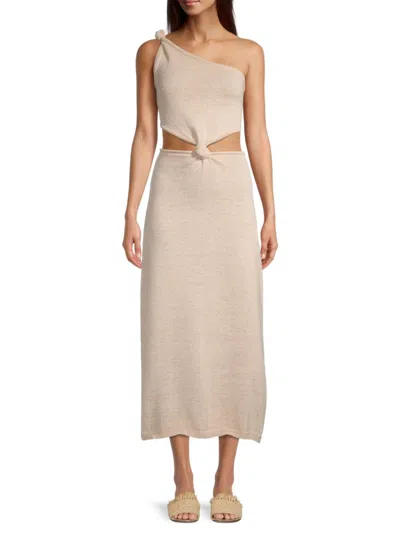 Line & Dot Women's Elle Asymmetric Column Midi Dress In Beige