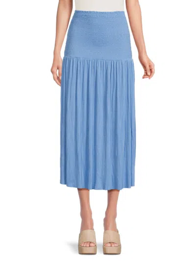 Line & Dot Women's Jenna Smocked Midi Skirt In Sky Blue