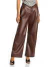 Line & Dot Womens Faux Leather Pleated Wide Leg Pants In Brown