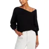 Line & Dot Favorite Geometric Neck Sweater In Black