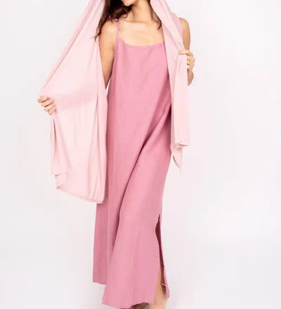 Line In The Sand Pacific Linen Maxi Dress In Mauve In Multi