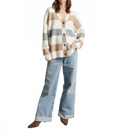 Line Knitwear Billie Button Down Cardigan In Natural Stripe In Multi