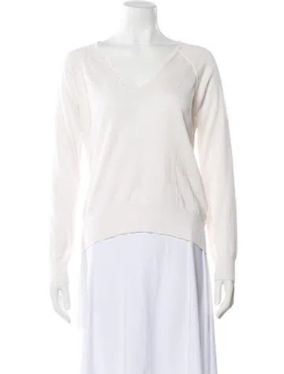 Pre-owned Line Latex V-neck Sweater In Neutral