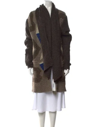 Pre-owned Line Open Front Sweater In Brown
