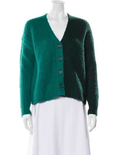 Pre-owned Line Open Front Sweater In Green