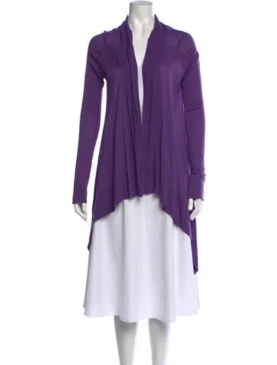 Pre-owned Line Open Front Sweater In Purple
