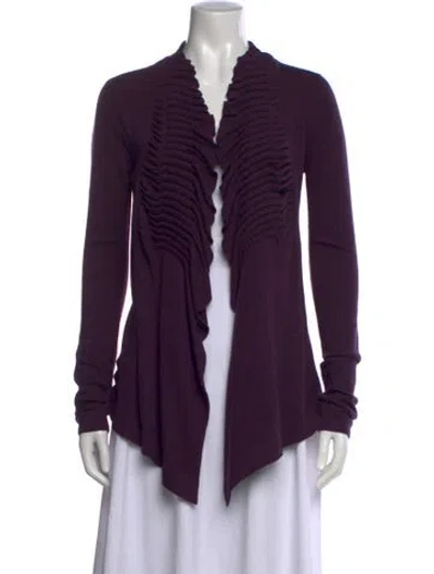 Pre-owned Line Open Front Sweater In Purple