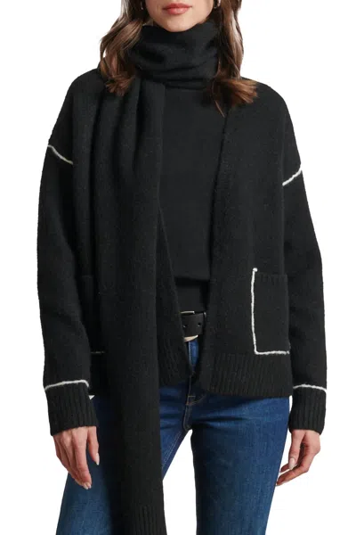 Line Paris Scarf Cardigan In Midnight In Black