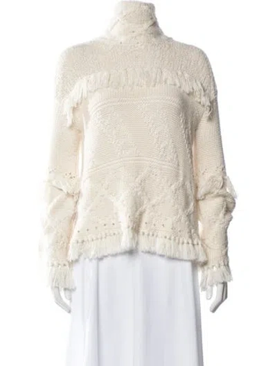 Pre-owned Line Patterned Turtleneck Sweater In Neutral