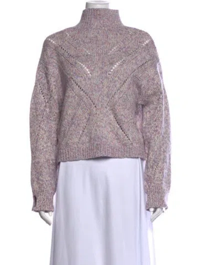 Pre-owned Line Patterned Turtleneck Sweater In Purple