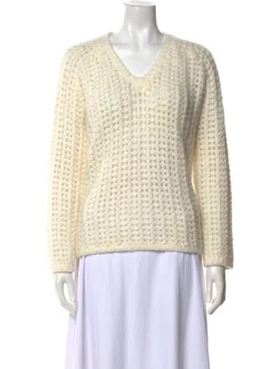 Pre-owned Line Patterned V-neck Sweater In Neutral