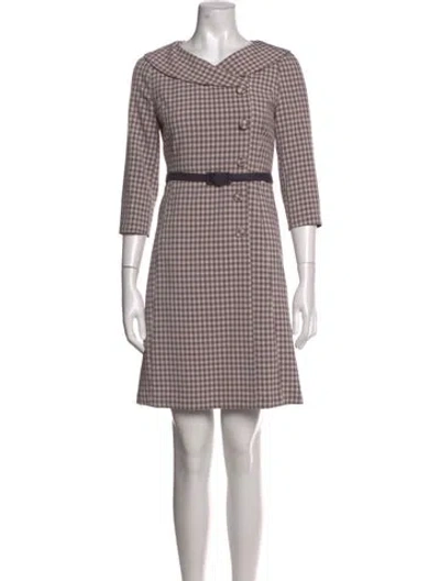 Pre-owned Line Plaid Print Knee-length Dress In Multicolor