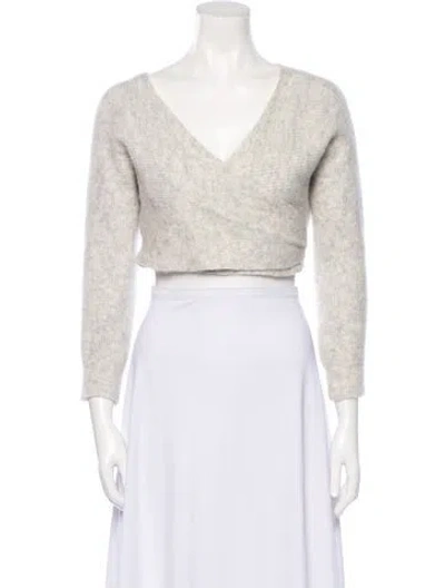 Pre-owned Line Plunge Neck Sweater In Gray