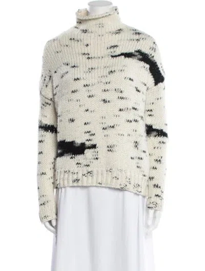 Pre-owned Line Printed Turtleneck Sweater In Neutral