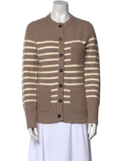 Pre-owned Line Striped Crew Neck Sweater In Neutral