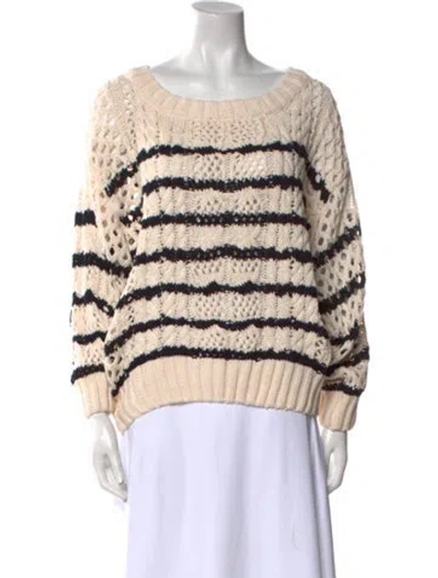 Pre-owned Line Striped Scoop Neck Sweater W/ Tags In Neutral