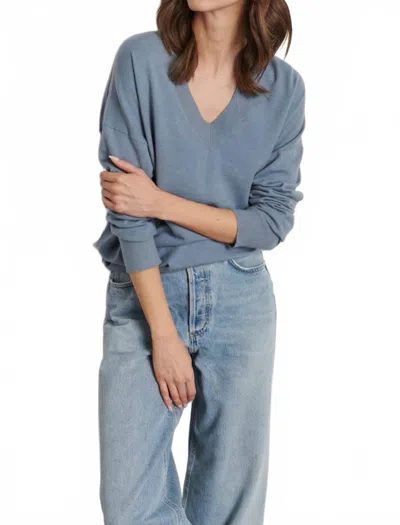 Line Taylor Knit V-neck Top In Blue Dusk