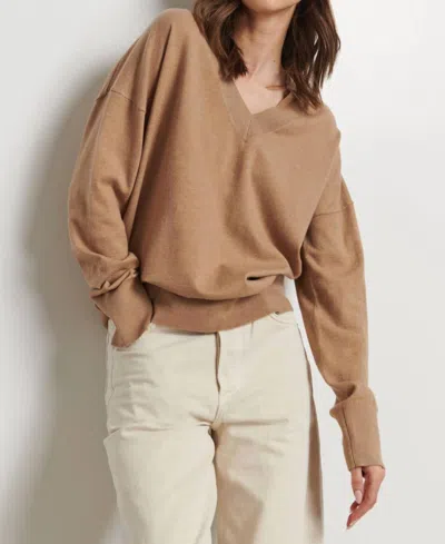 Line Taylor Knit V-neck Top In Pecan In Brown