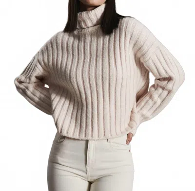 Line The Label Betsy Turtleneck Striped Effect Sweater In Pink Salt In Multi