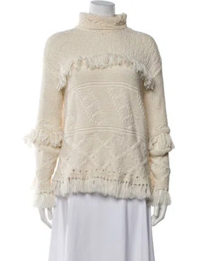 Pre-owned Line Turtleneck Sweater In White