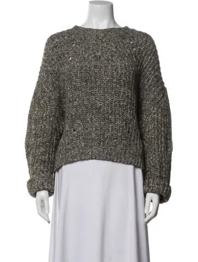 Pre-owned Line Tweed Pattern Crew Neck Sweater In Black/grey