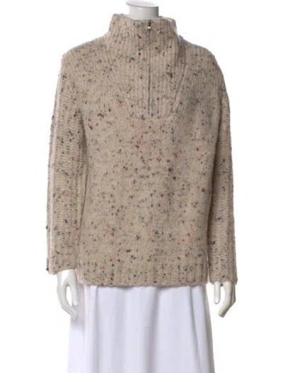 Pre-owned Line Tweed Pattern Mock Neck Sweater W/ Tags In Neutral