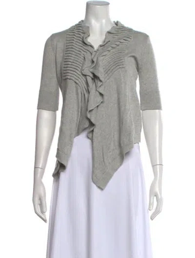 Pre-owned Line Virgin Wool Open Front Sweater In Grey