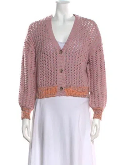 Pre-owned Line V-neck Sweater In Pink
