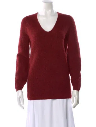 Pre-owned Line V-neck Sweater In Red