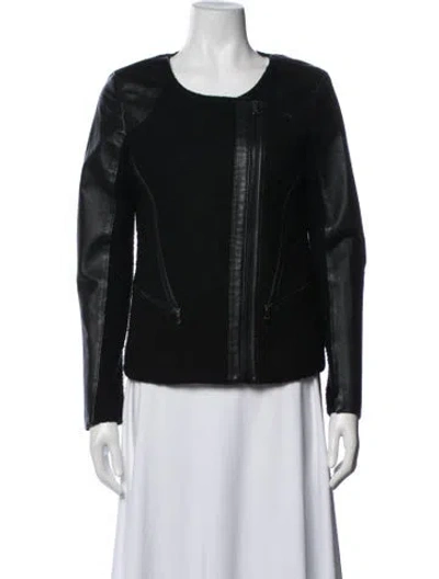 Pre-owned Line Wool Biker Jacket In Black