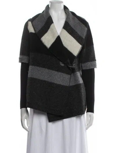 Pre-owned Line Wool Colorblock Pattern Jacket In Black