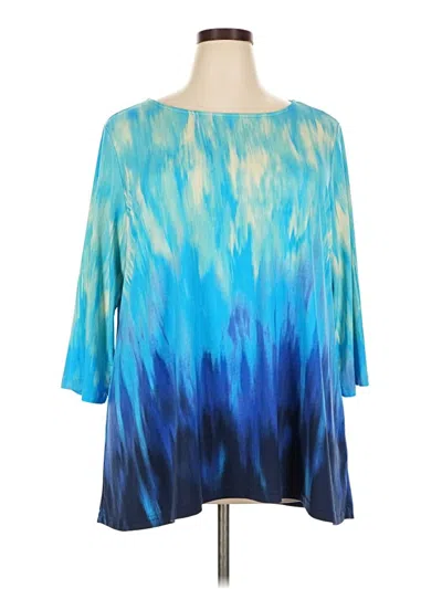 Pre-owned Linea By Louis Dell'olio 3/4 Sleeve Blouse In Blue