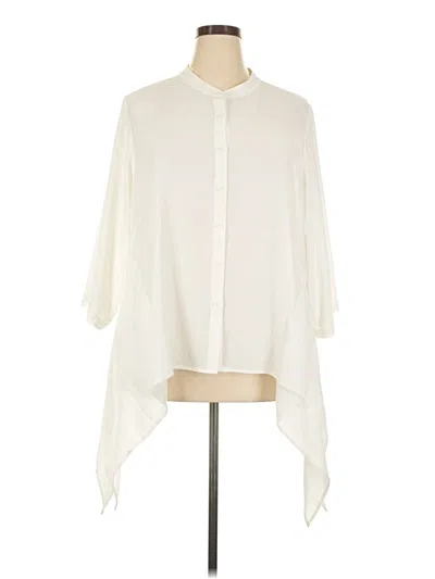 Pre-owned Linea By Louis Dell'olio 3/4 Sleeve Blouse In Ivory