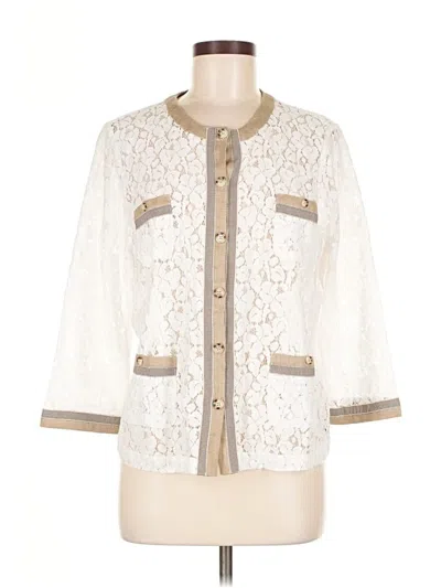 Pre-owned Linea By Louis Dell'olio 3/4 Sleeve Blouse In White