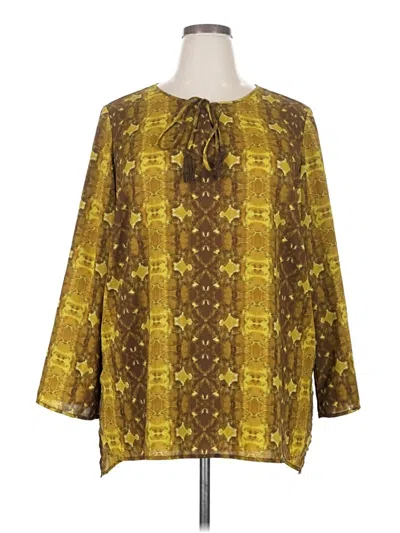 Pre-owned Linea By Louis Dell'olio 3/4 Sleeve Blouse In Yellow