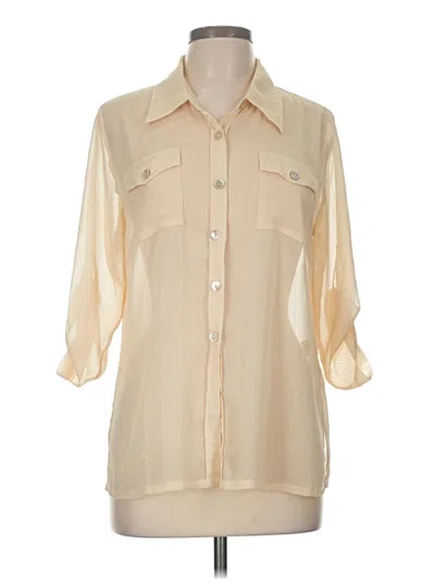 Pre-owned Linea By Louis Dell'olio 3/4 Sleeve Button Down Shirt In Ivory