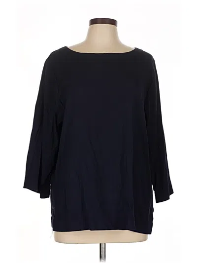 Pre-owned Linea By Louis Dell'olio 3/4 Sleeve Top Black Boatneck Tops