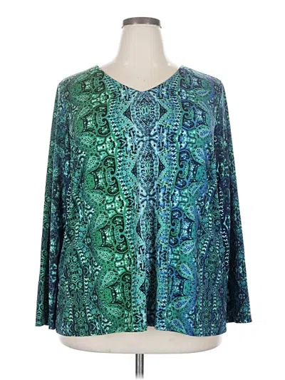 Pre-owned Linea By Louis Dell'olio Long Sleeve Blouse In Blue