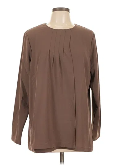 Pre-owned Linea By Louis Dell'olio Long Sleeve Blouse In Brown