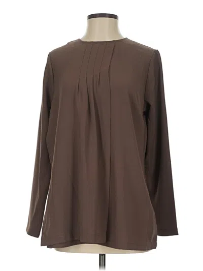 Pre-owned Linea By Louis Dell'olio Long Sleeve Blouse In Brown