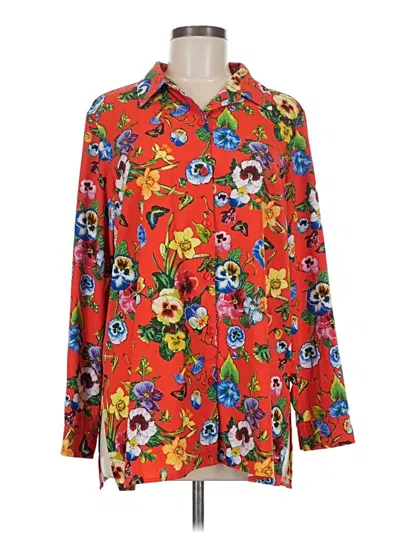 Pre-owned Linea By Louis Dell'olio Long Sleeve Blouse In Red