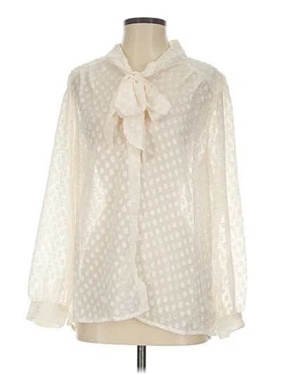 Pre-owned Linea By Louis Dell'olio Long Sleeve Blouse In White