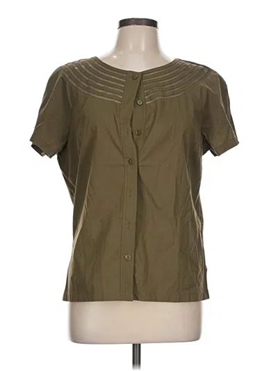 Pre-owned Linea By Louis Dell'olio Short Sleeve Blouse In Green