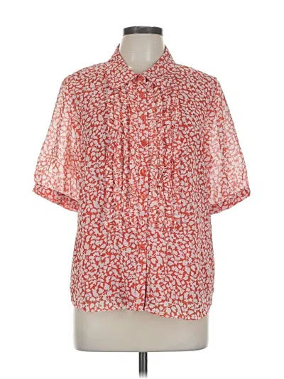 Pre-owned Linea By Louis Dell'olio Short Sleeve Blouse In Red