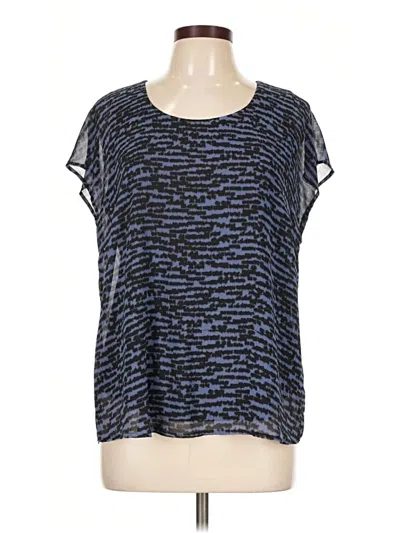 Pre-owned Linea By Louis Dell'olio Short Sleeve Top Blue Square Neckline Tops